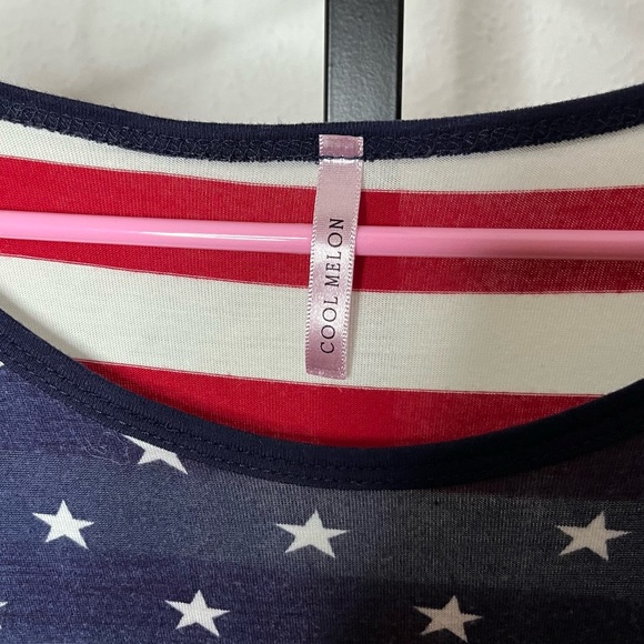 Cool Melon American Flag Short Sleeve Top Size XL - Picture 2 of 3